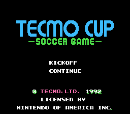 Tecmo Cup Soccer Game title screenshot